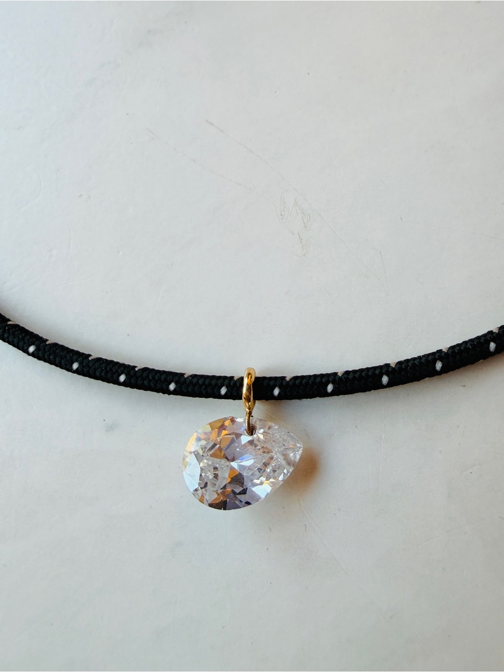 NWT Anthropologie Adjustable Corded Crystal Pendant Necklace, Black - Picture 6 of 8